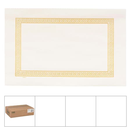 Lapaco Lapaco 9" By 13.5" Econo Greek Key Straight Edge Gold Placemat, PK1000 304-005